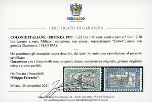 1927 - 1,25 lire su 60 cent. e 5 + ... 