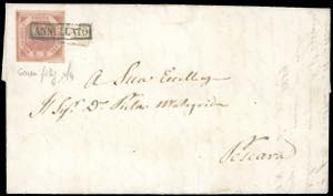 TERAMO, annullato + cerchio rosso al verso ... 