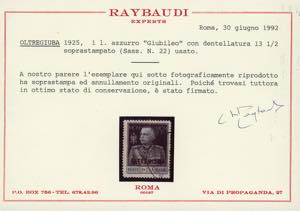 1925 - 1 lira Giubileo, dent. 13 ... 