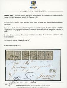 1855 - 10 cent. bianco (2), due ... 