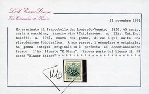 1856 - 45 cent. azzurro vivo, ... 