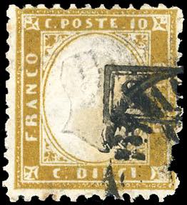 1862 - 10 cent. bistro giallastro (A6), ... 