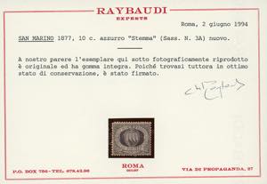 1877 - 10 cent. azzurro Stemma ... 