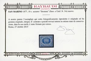 1877 - 10 cent. azzurro Stemma ... 