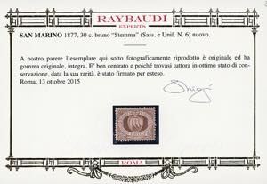 1877 - 30 cent. Stemma (6), ben ... 