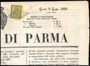 1859 - 5 cent. giallo arancio (1), bordo di ... 