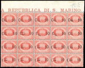 1892 - 10 cent. su 20 cent. soprastampato, ... 