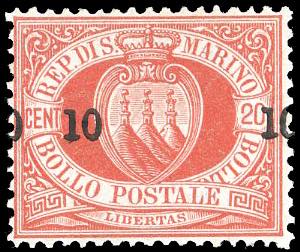1892 - 10 cent. su 20 cent. soprastampato ... 