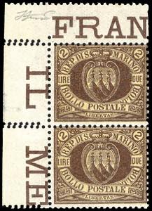 1894 - 2 lire Stemma (21), coppia verticale, ... 