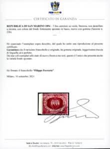 1894 - 5 lire carminio su verde ... 