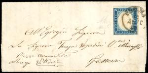 1859 - 20 cent. azzurro scuro IV emissione ... 