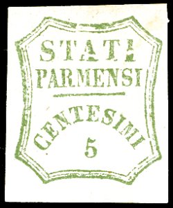 1859 - 5 cent. verde azzurro (12b varietà ... 