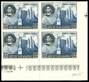 1952 - 200 lire Colombo, non dentellato ... 