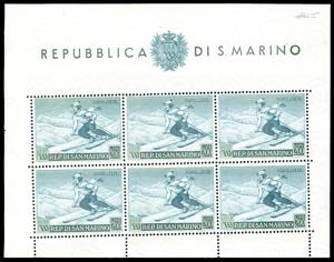 1953 - 200 lire Sciatrice, foglietto (15), ... 