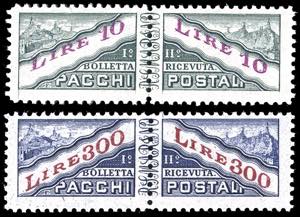 1953 - 10 lire e 300 lire, filigrana ruota ... 