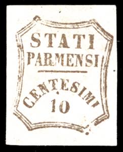 1859 - 10 cent. bruno grigiastro, 0 grasso ... 