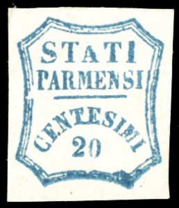 1859 - 20 cent. azzurro, varietà di clichè ... 