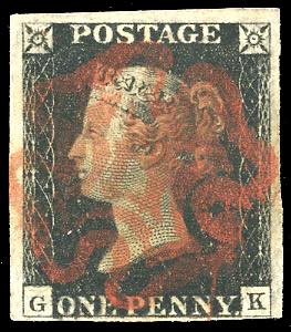 GRAN BRETAGNA 1840 - 1 p. nero Penny Black ... 