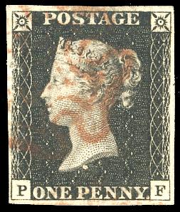 GRAN BRETAGNA 1840 - 1 p. nero, Penny Black ... 