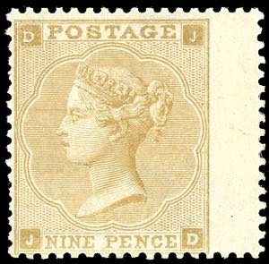 GRAN BRETAGNA 1862 - 9 p. giallo bistro ... 