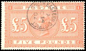 GRAN BRETAGNA 1882 - 5 £ rosa arancio, ... 