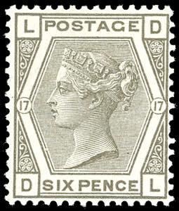 GRAN BRETAGNA 1881 - 6 p. grigio oliva, ... 