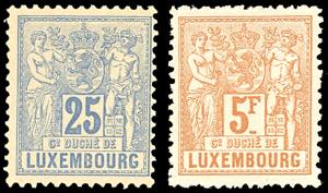 LUSSEMBURGO 1882/89 - 25 cent. e 5 fr. ... 