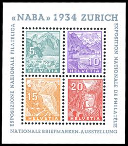 SVIZZERA FOGLIETTI 1934 - Naba, foglietto ... 