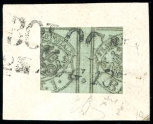 1854 - 1 baj verde grigiastro, stampa con ... 