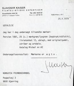 IRAN 1881 - 25 c. verde (Mi. ... 