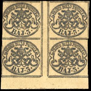 1852 - 3 baj camoscio (4c), blocco di ... 