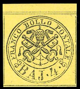 1864 - 4 baj giallo (5A), bordo di foglio, ... 