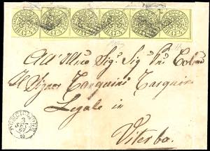 1867 - 4 baj giallo (5A), striscia ... 