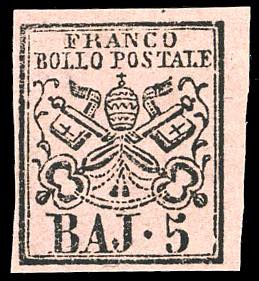 1859 - 5 baj rosa carminio (6A), nuovo, ... 