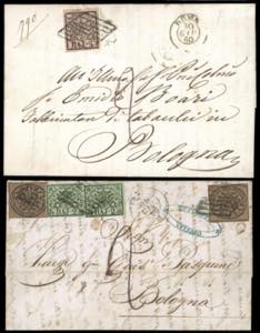 1860 - Due lettere indirizzate a Bologna e ... 