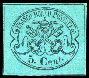 1867 - 5 cent. azzurro verdastro (16), ... 