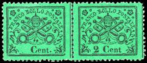 1868 - 2 cent. verde chiaro, coppia ... 