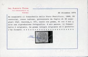 1868 - 20 cent. rosso bruno (27), ... 