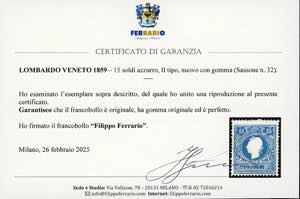 1859 - 15 soldi azzurro, II tipo ... 