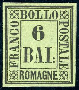 1859 - 6 baj verde giallo (7), gomma ... 