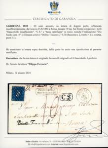 1852 - 20 cent. azzurro (2), ... 