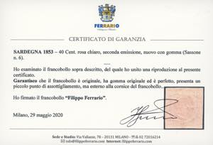 1853 - 40 cent. rosa chiaro (6), ... 