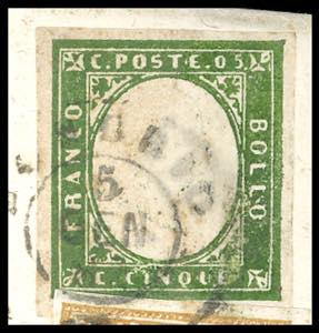1863 - 5 cent. verde scuro, ... 