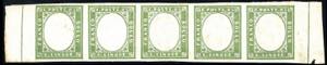 1863 - 5 cent. verde (13Ea), striscia ... 