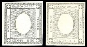 1861 - 1 cent. grigio nero e 2 ... 