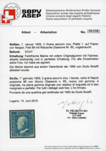 1859 - 2 grana azzurro vivo, I ... 
