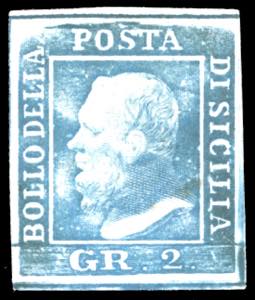 1859 - 2 grana azzurro chiaro, II tavola, ... 