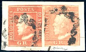 1859 - 5 grana vermiglio, II tavola e 5 ... 