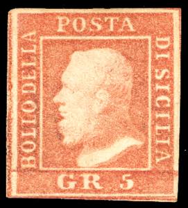 1859 - 5 grana vermiglio, II tavola (11), ... 