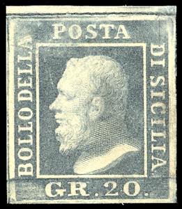 1859 - 20 grana grigio ardesia, tinta ... 